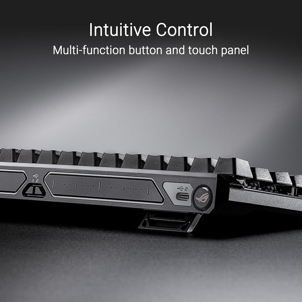 ASUS ROG Falchion Ace HFX Hall Effect Gaming Keyboard – 65% TKL, Dual USB-C, Magnetic Switches, Rapid Trigger, Speed Tap, 8000 Hz Polling, Touch Panel, Portable, Protective Cover, PBT Keycaps - Black