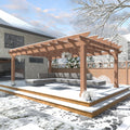 BlueWish 12'x16' Patio Pergola, Cedar Wood Pergola with Unparalleled Slatted Roof Trellis, Outdoor Pergolas Backyard Gazebo with Solid Structure for Deck Grill Party Garden