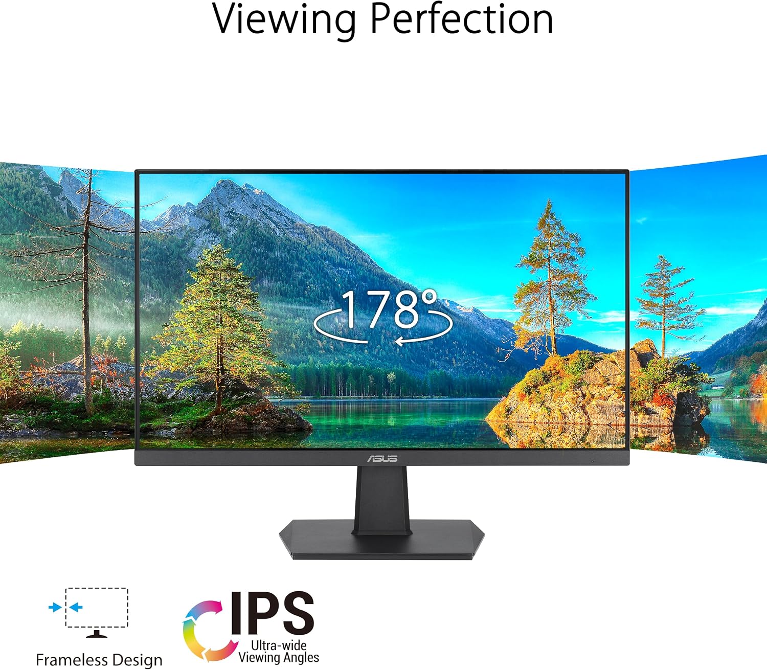 ASUS 27 Inch Monitor - 1080P, IPS, Full HD, Frameless, 100Hz, 1ms, Adaptive-Sync, for Working and Gaming, Low Blue Light, Flicker Free, HDMI, VESA Mountable, Tilt - VA27EHF