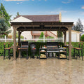 VEIKOU 6'x13' BBQ Grill Gazebo Shelter with Galvanized Steel Roof, Cedar Frame, Patio Gazebo for Barbecue, Backyard, Garden, Light Mocha Brown
