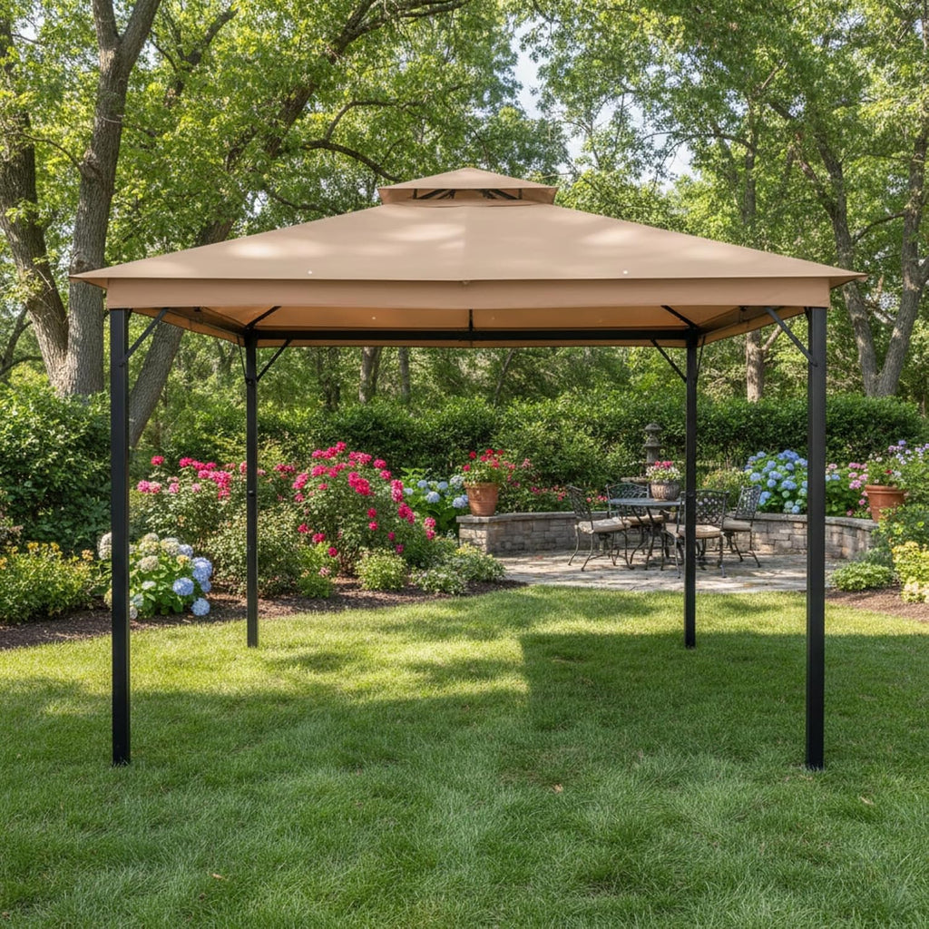 Garden Winds Reinforced RipLock 350 Replacement Canopy Top Cover Compatible with Laurel Canyon 10' x 10' Gazebo Models HD-GAZ2137, GAZ2137 - Beige
