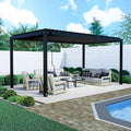 Backyard Discovery Sarasota 18' x 10' Galvanized Steel Louvered Pergola Kit with Adjustable Roof, Shade, Rain Protection, High-Wind Rating, Gutter System for Outdoor Patio, Garden, Deck, Entertaining