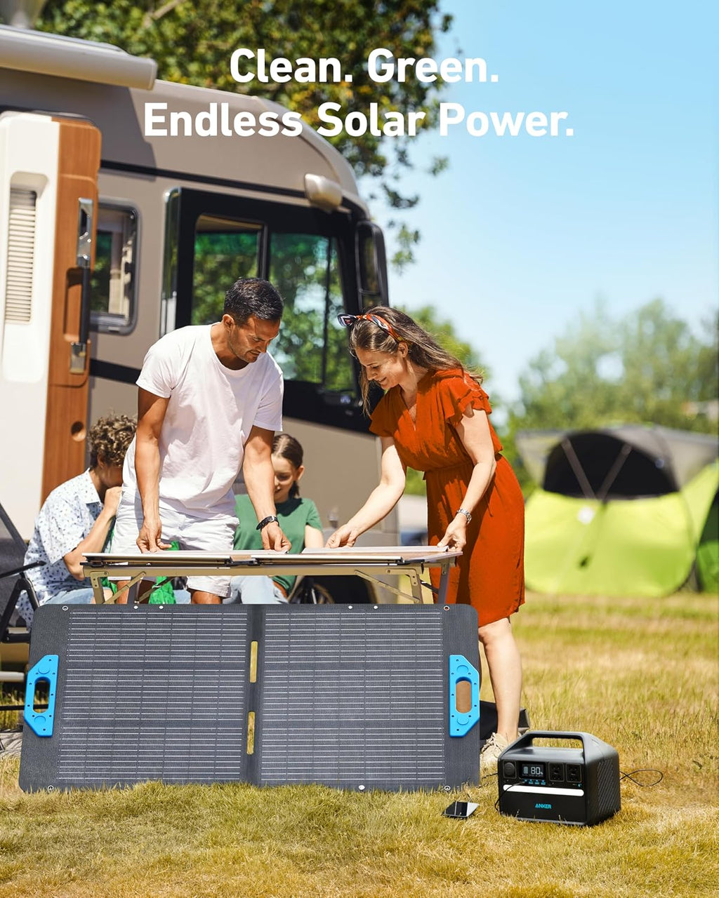 Anker 535 Solar Generator, Powerhouse 512Wh with 100W Solar Panel, Power Station with LiFePO4, 4 * 110V AC Outlets, 60W USB-C PD Output, LED Light for Outdoor Camping, RV, Power Outage(Anker Solix)