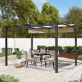 Domi 9'x13' Outdoor Retractable Pergola Against The Wall with Sun Shade Canopy, Pergolas and Gazebos Clearance, Patio Metal Canopy for Deck, Garden, Backyard
