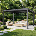 MELLCOM Pergola Louvered 10x10, Metal Hardtop Pergola with Adjustable Roof for Sun & Rain Shade, Outdoor Gazebo with Integrated Drainage System, Modern Rustproof Patio Canopy Carport