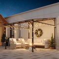 10' x 10' Gazebo, Outdoor Pergolas and Gazebos on Clearance, Hard Top Lean to Gazebo with Metal Frame, Pergola Wall Mounted Pergola with Sloped Roof for Patio, Decks, Backyard