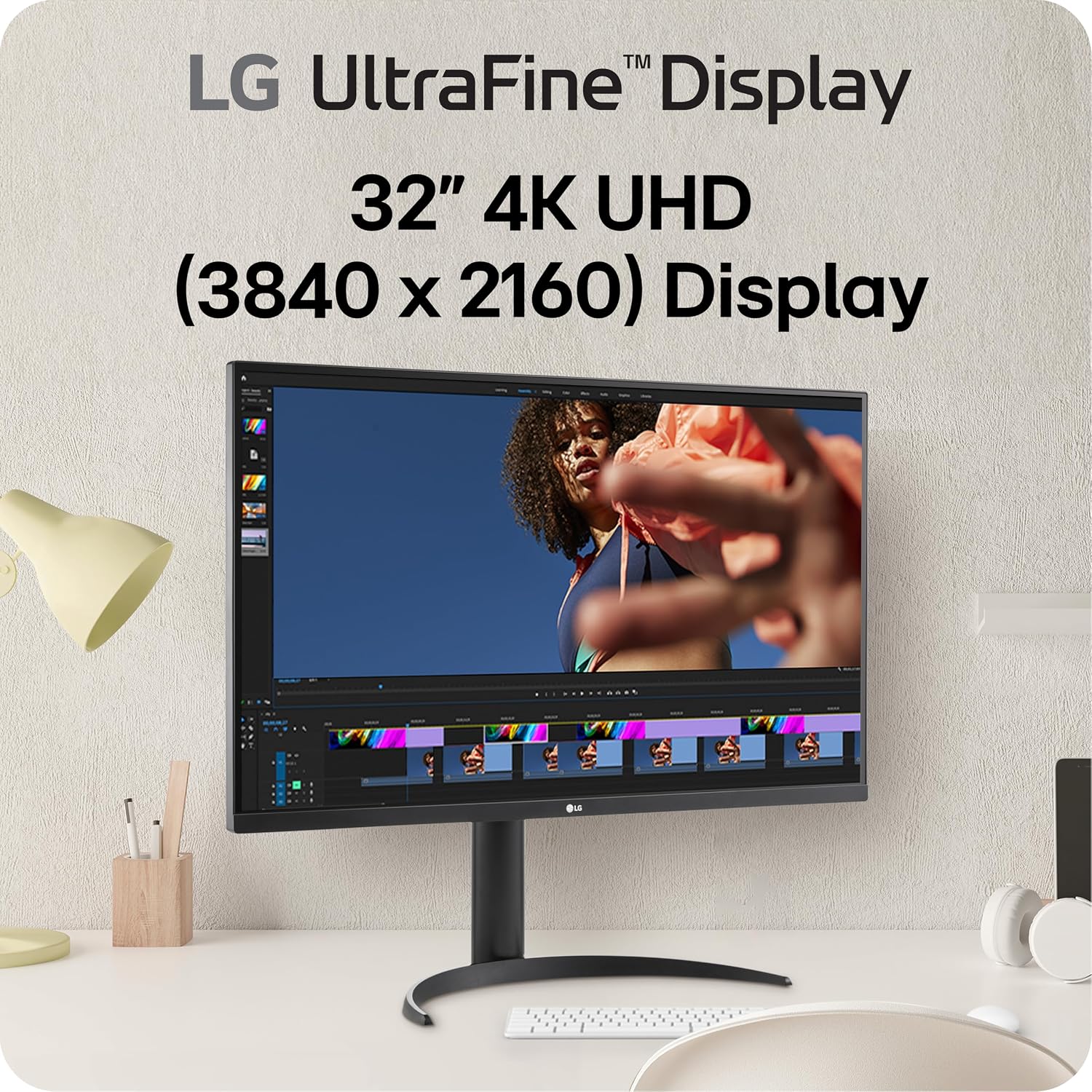 LG 32UR550K-B 32-inch Ultrafine 4K UHD (3840 x 2160) Computer Monitor, HDR10, 60Hz, HDMI, DisplayPort, Tilt/Height/Pivot Adjustable Stand, Black