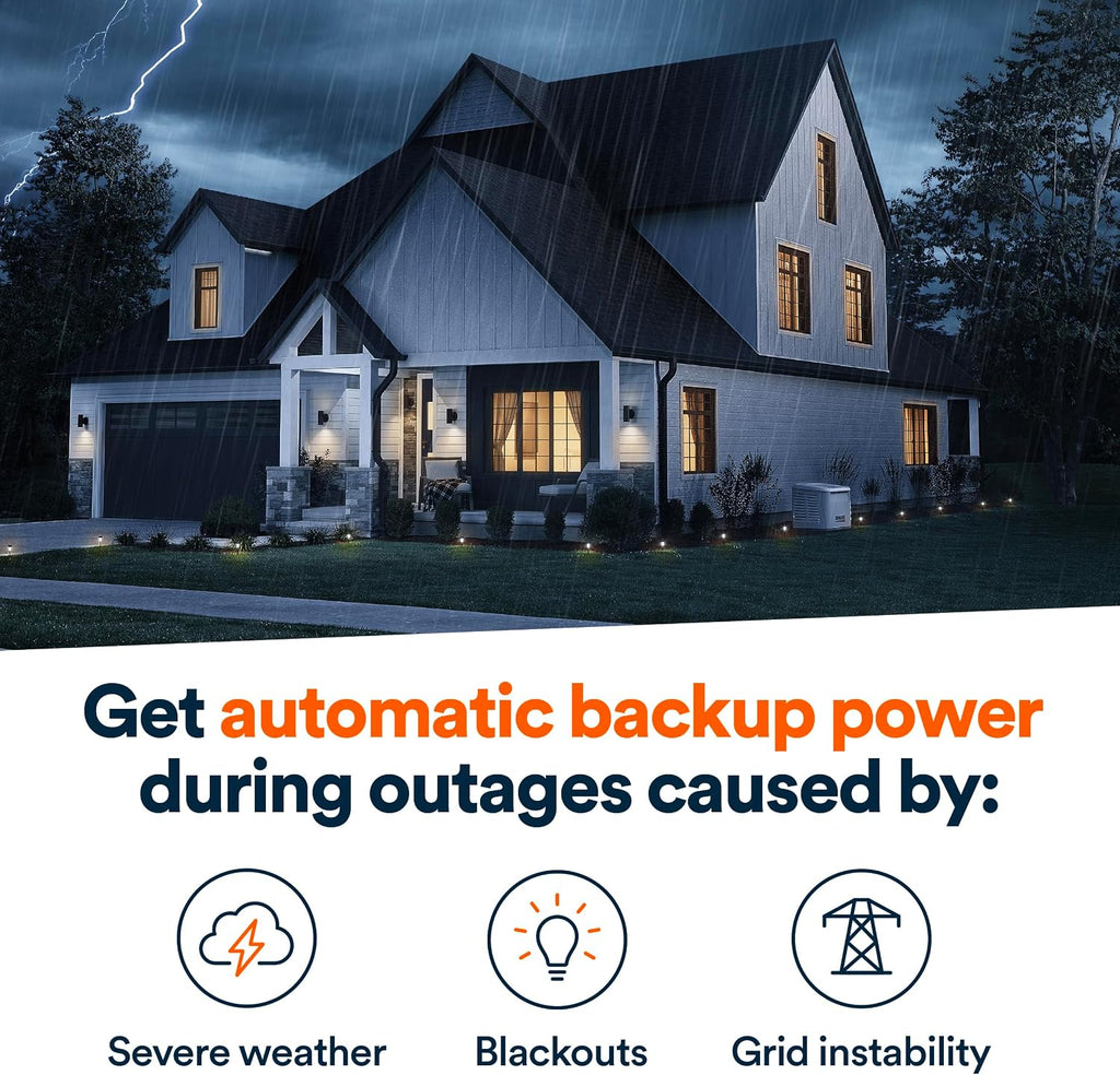 Generac 24kW Home Standby Generator for home use, built-in cellular connectivity, whole house generator for power backup