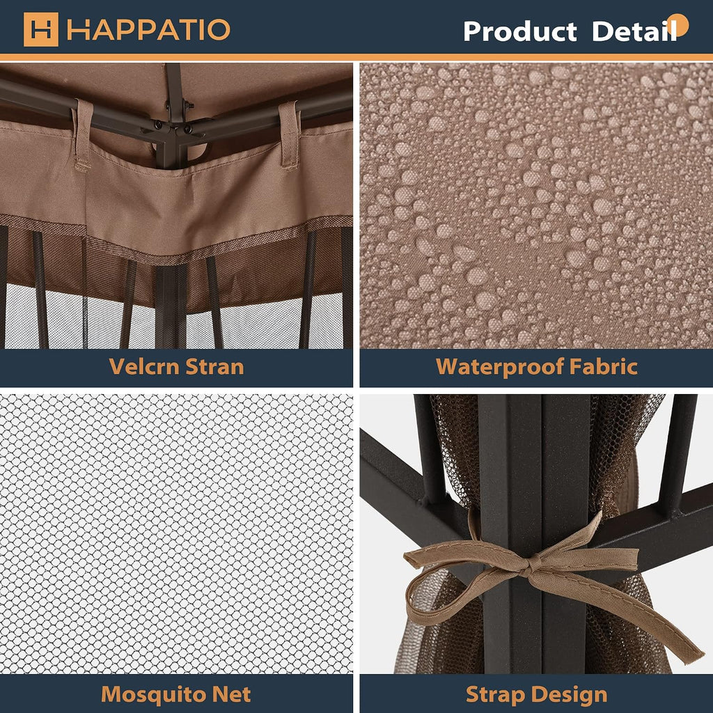 HAPPATIO 10' X 12' Outdoor Patio Gazebo, Outdoor Canopy Gazebo for Garden