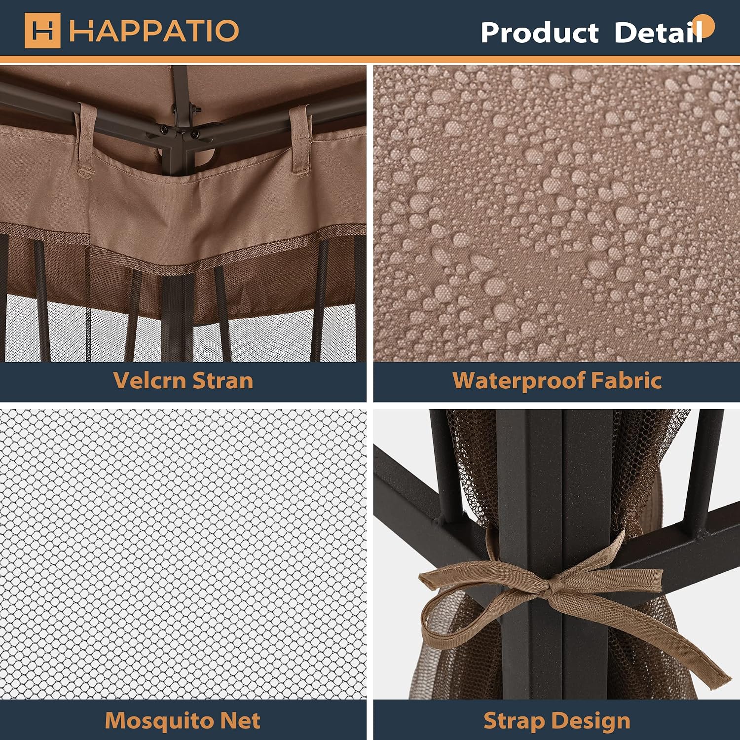 HAPPATIO 10' X 12' Outdoor Patio Gazebo, Outdoor Canopy Gazebo for Garden