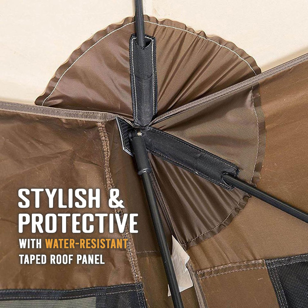 CLAM Quick-Set Pop Up Screen Tent, Traveler, 6 x 6 ft, Instant Setup Brown Portable Outdoor Shelter, Compact Bug-Free Canopy Tent for Camping, Fishing, Backyard - Brown