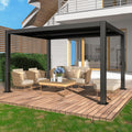10'×13' Outdoor Louvered Pergola, Aluminum Outdoor Louvered Pergola Patio with Adjustable Roof for Outdoor Deck, Backyard, Garden (10x13FT)