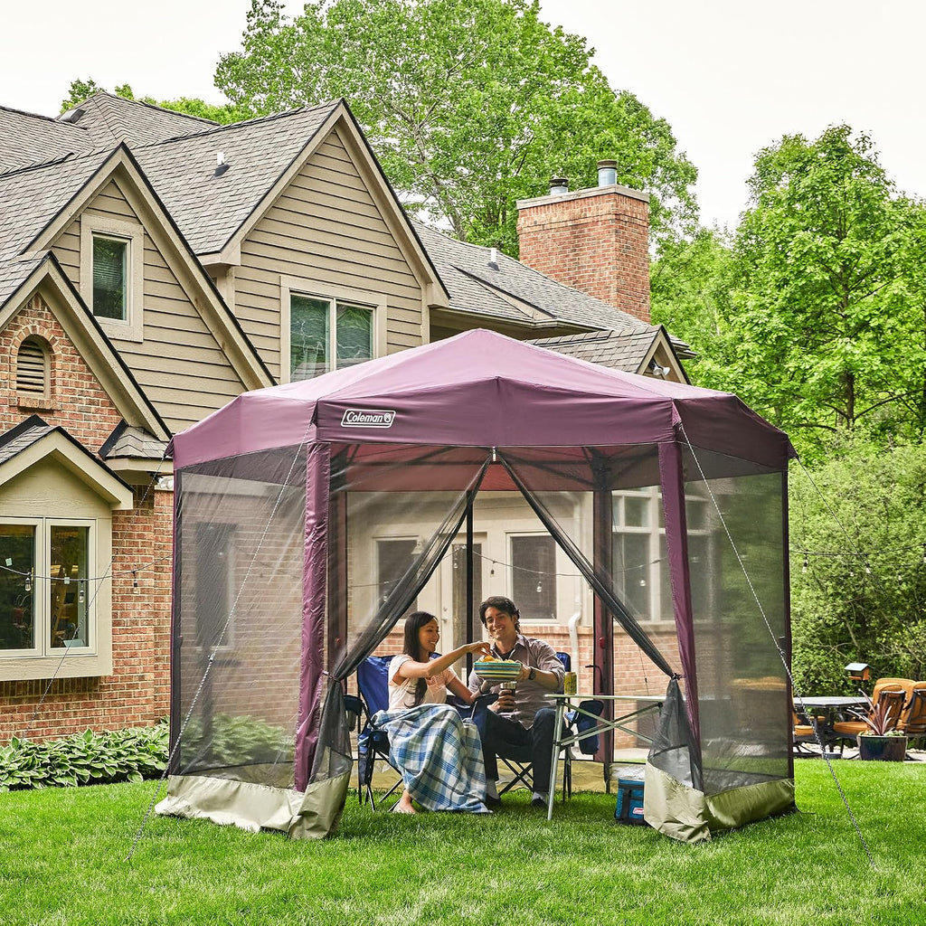 Coleman Back Home Screened Canopy Tent with Instant Setup, Outdoor Gazebo for Bug-Free Lounging, Fits Over Picnic Tables, Ideal for Parties, Events, Tailgates, Dining, & More
