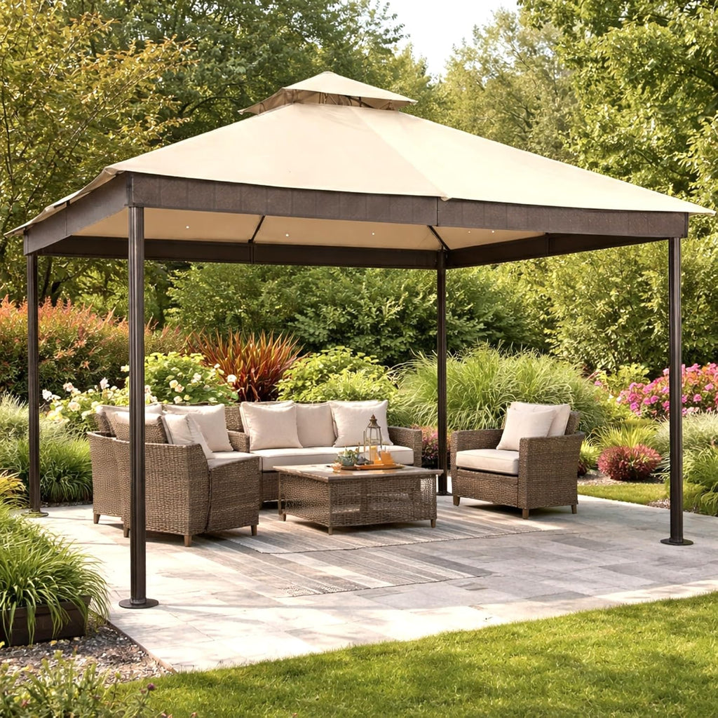 Garden Winds Reinforced Replacement Canopy Top Cover Compatible with The 5LGZ6530-5, 5LGZ6530 La Palma I and La Palma II Gazebo - Classic Sand, Riplock 350