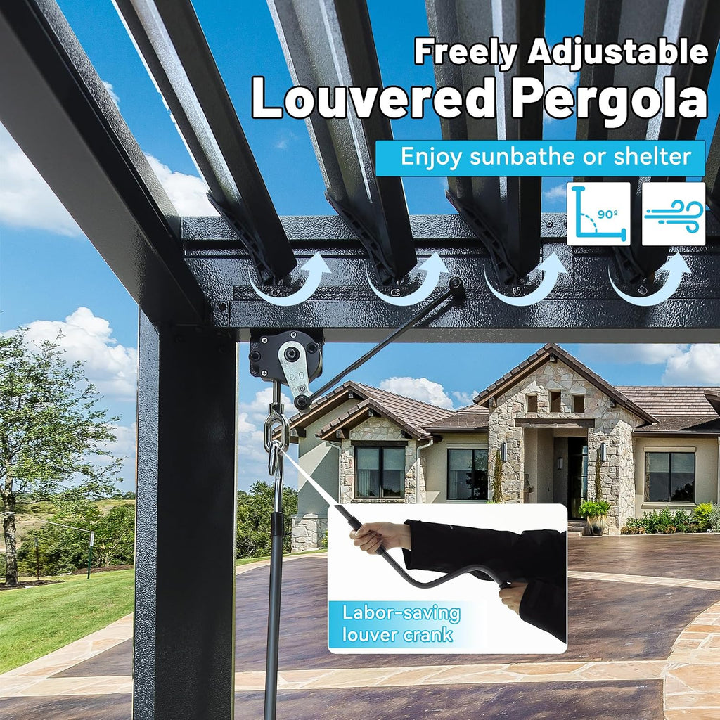 8x5 FT Grill Louvered Pergola for Outdoor Grill, Hardtop Grill Pergola with Built-in Gutter & Adjustable Rainproof Roof, Metal Shelter Gazebo for Patio Backyard Deck -Grey