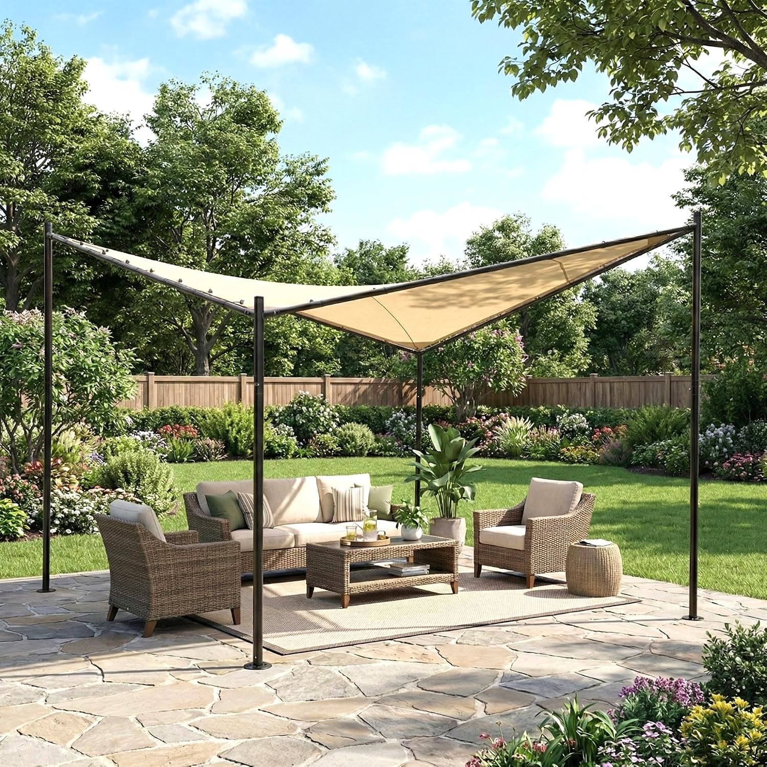 Garden Winds Reinforced Replacement Canopy Top Cover Compatible with The ABBA Portable APBFG3535E 12' x 12' Gazebo - Upgraded Performance - Classic Sand, RipLock 350