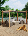 KYBOLT 10x13 Ft Outdoor Pergola with Retractable Canopy Upgraded Wood Grain Patio Pergola for Modern Backyard Deck Porch Grape Trellis - Gray