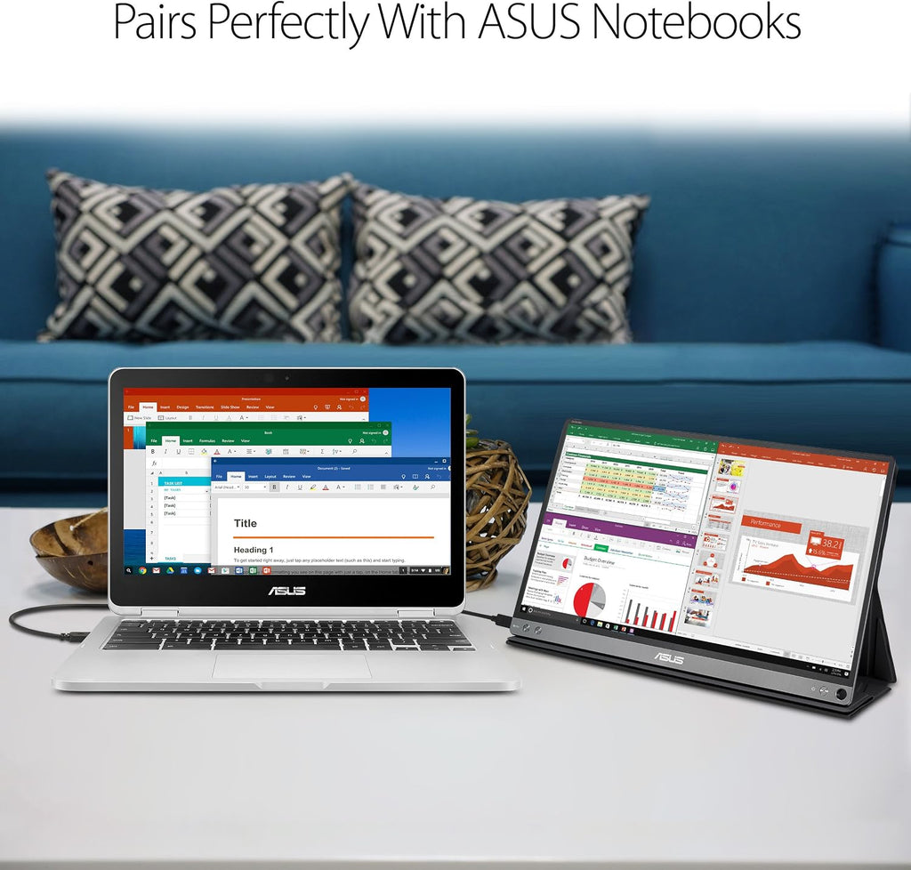 ASUS ZenScreen 15.6' 1080P Portable USB Monitor (MB16AC) - Full HD (1920 x 1080), IPS, USB Type-C, Eye Care, Smart Case, External Screen for Laptop, 3-Year Warranty