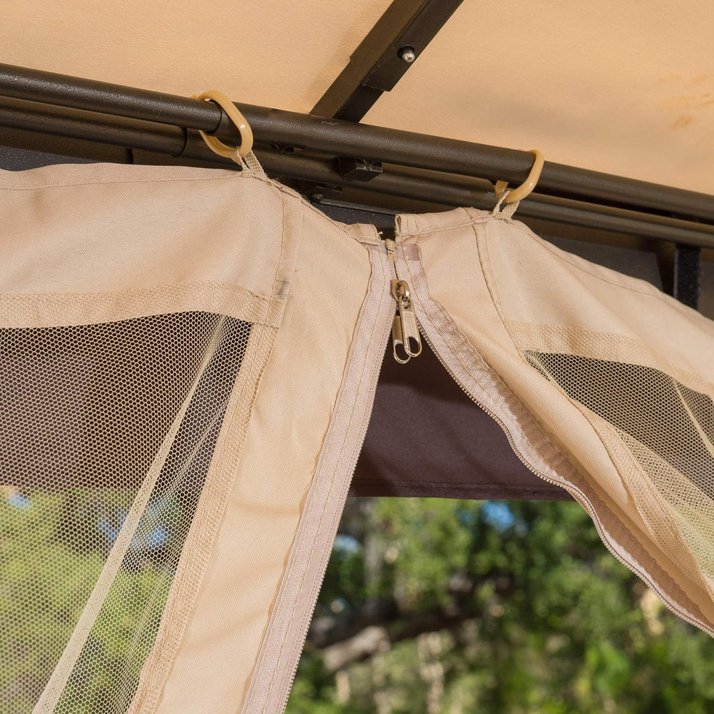 Christopher Knight Home CKH Outdoor Gazebo Canopy with Net Drapery, Beige