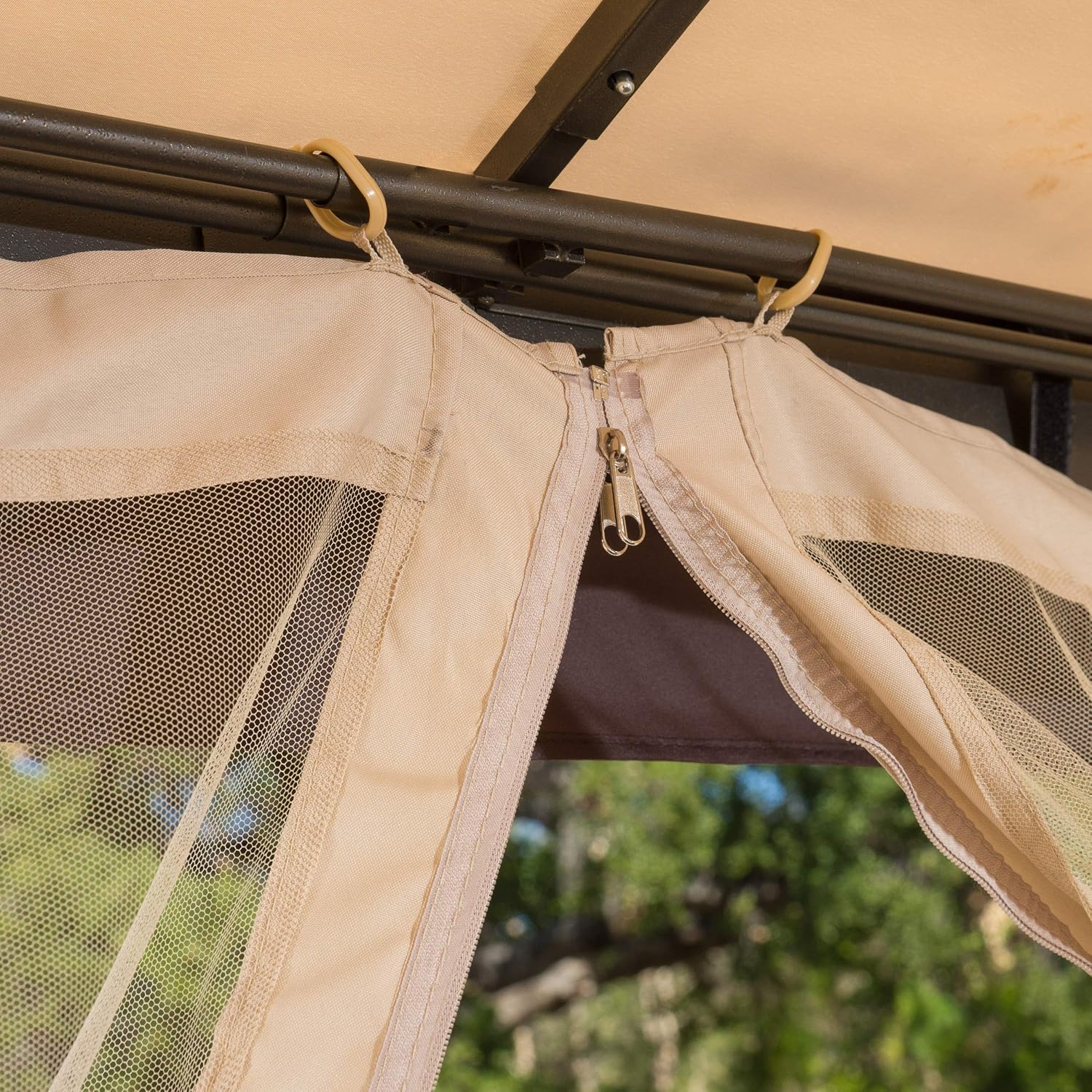 Christopher Knight Home CKH Outdoor Gazebo Canopy with Net Drapery, Beige