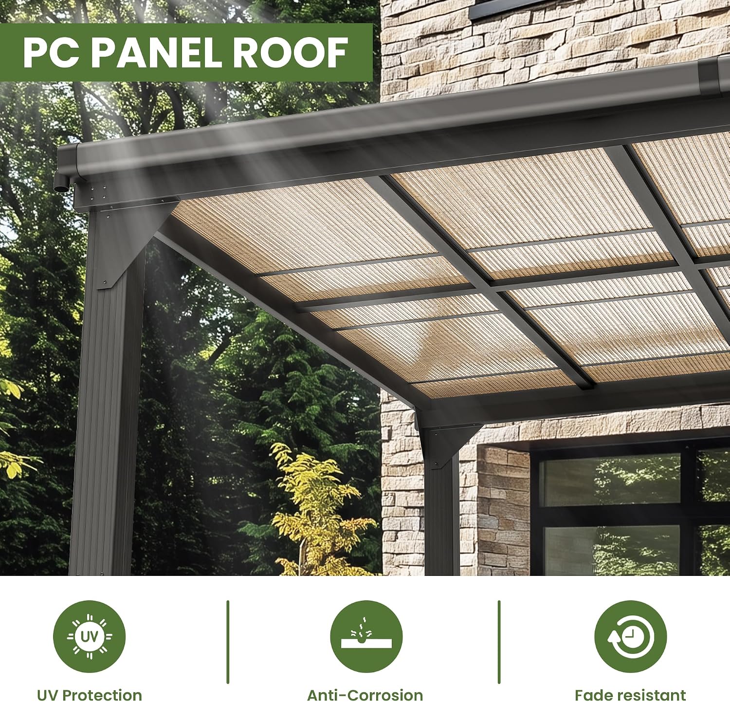 10 * 20FT Pergola,4 * 7 Inch Thickened Pillars & Enlarged Base,Outdoor Hardtop Lean to Gazebo,Wall Mounted Pergola,Pergolas Gazebos Clearance,Aluminum Frame Pergola,UV Resistant Patio Roof