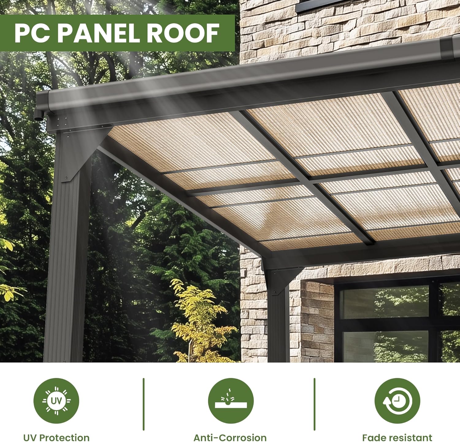 10 * 12FT Pergola,4 * 5 Inch Thickened Pillars & Enlarged Base,Outdoor Hardtop Lean to Gazebo,Wall Mounted Pergola,Pergolas Gazebos Clearance,Aluminum Frame Pergola,UV Resistant Patio Roof