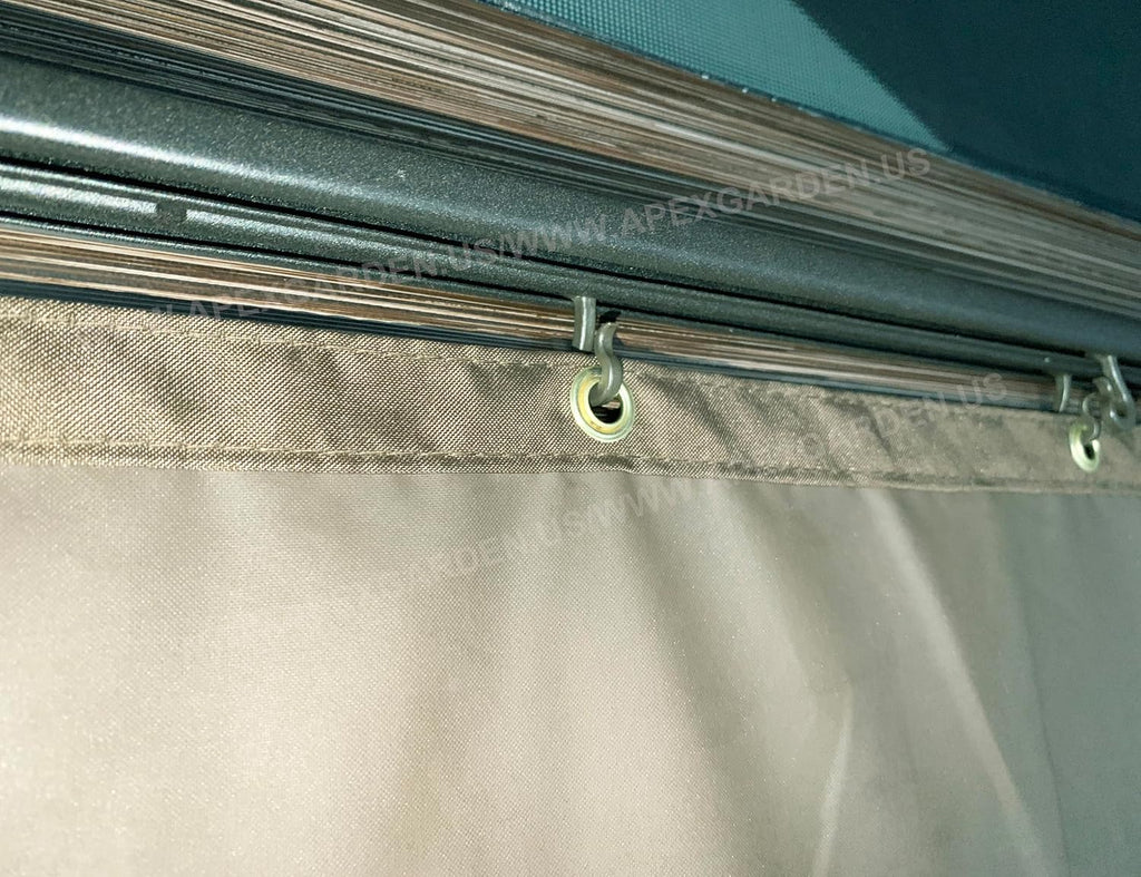 Four-Side Curtain Set for Allen + roth Model #GF-18S112B Wood Looking Hand Paint Metal Square Semi- Gazebo (4-Side Curtain Only, Brown)