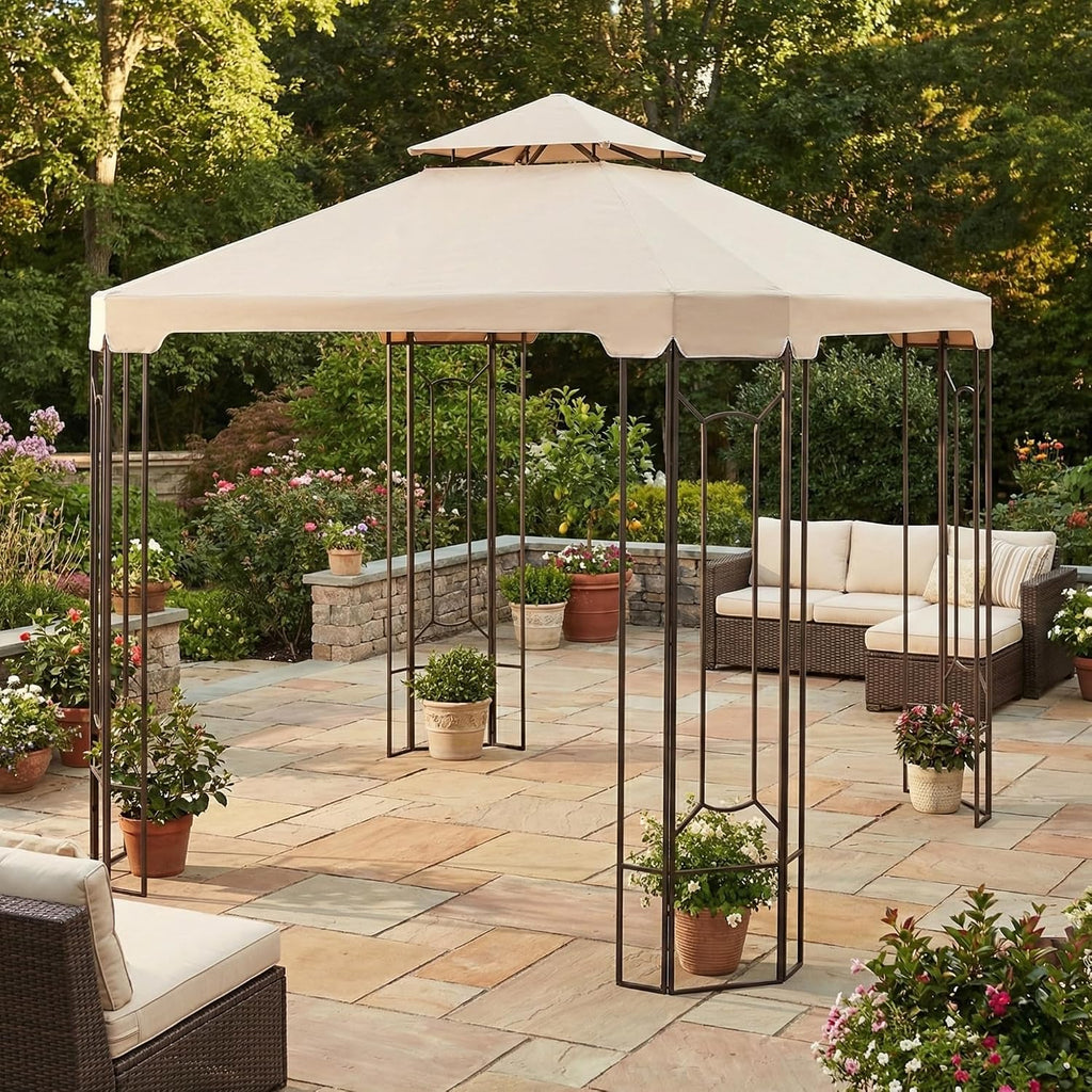 Garden Winds Reinforced RipLock 350 Replacement Canopy Top Cover Compatible with Cottleville 10' x 10' Gazebo Model GFS00744A - Beige