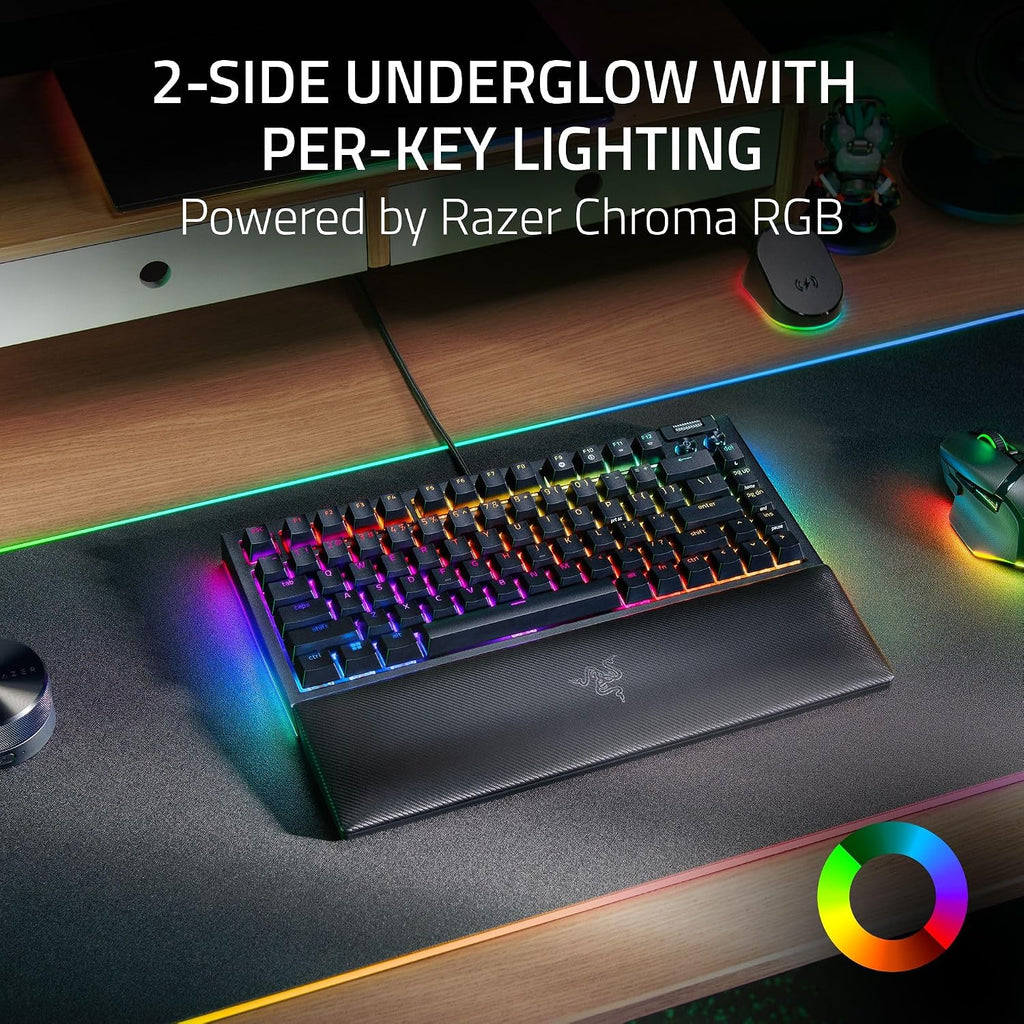 Razer BlackWidow V4 75% Mechanical Gaming Keyboard: Hot Swappable Design - Compact & Durable - Orange Tactile Switches - Chroma RGB - Roller & Media Keys - Wrist Rest Snap Tap - Black