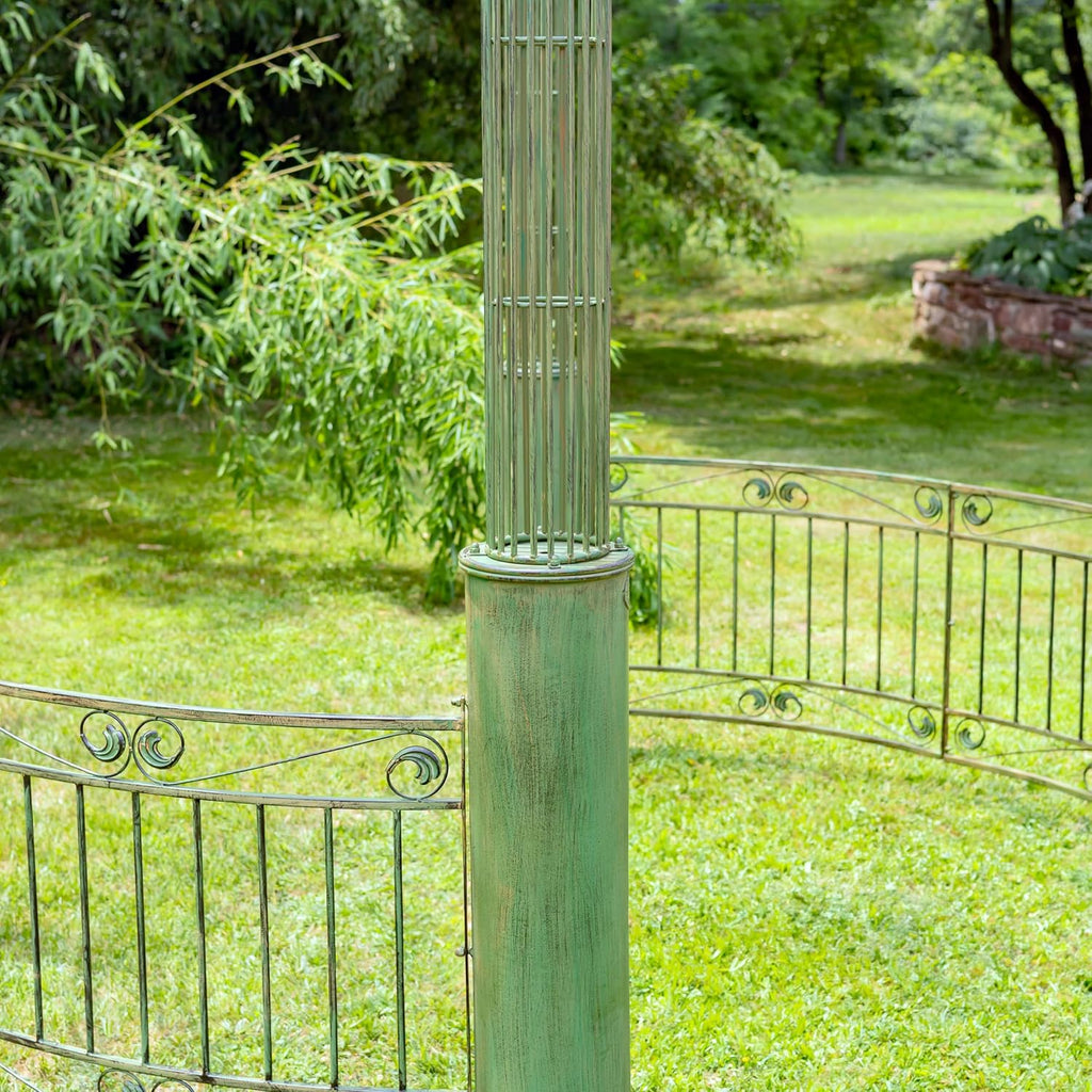 13.8ft. Tall Ornate Round Iron Garden Gazebo Medillín 1972' (Antique Green)