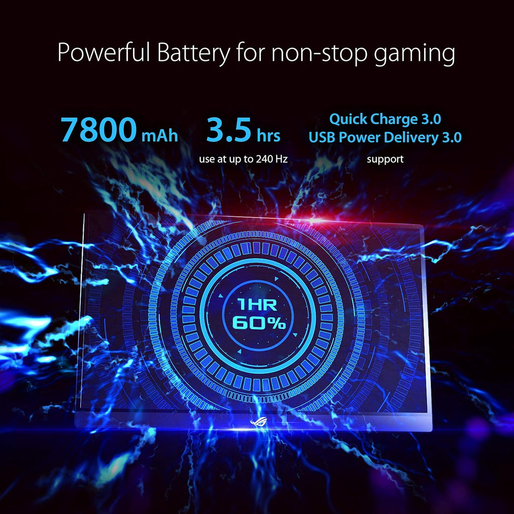 ASUS ROG Strix 17.3' 1080P Portable Gaming Monitor (XG17AHP)-FHD, IPS, 240Hz, Adaptive-Sync, Built-in Battery, ROG Bag, Tripod Stand, USB Type-C, Micro HDMI for Laptop, PC, Console, 3-Year Warranty