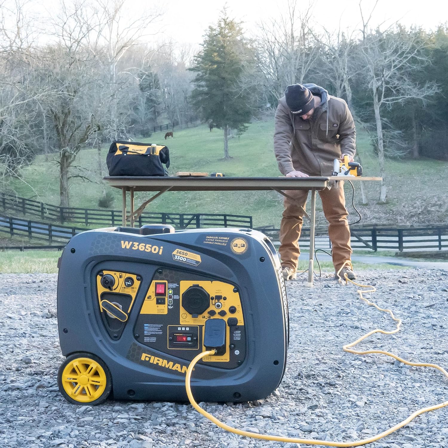 FIRMAN W03381 Gas Inverter Portable Generator 3650W Starting 3300W Running, Recoil Start, Quiet Clean Sine Wave Power, RV Ready 120V, Compact Design for Home, Backup, Camping, Tailgating, Outdoor