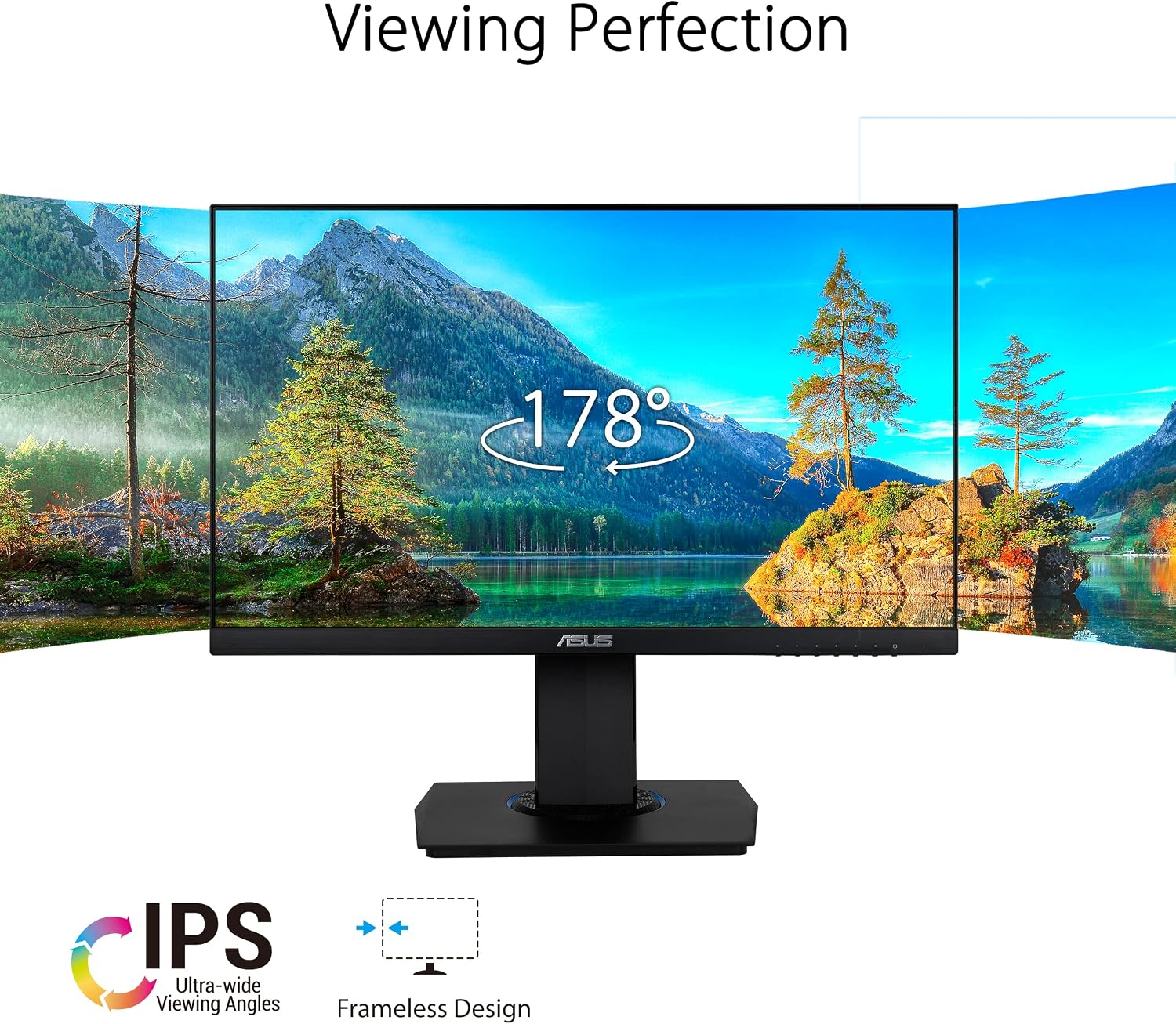 ASUS (VG246H 23.8' 1080P Gaming Monitor - Full HD, IPS, 75Hz, 1ms, FreeSync, Extreme Low Motion Blur, Low Blue Light, Flicker Free, VESA Mountable, HDMI, VGA, Height Adjustable, 12.8'x21.3'x2',Black