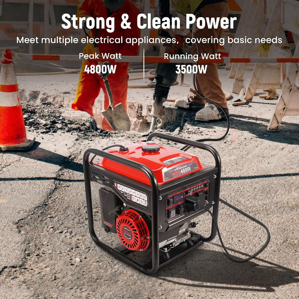 maXpeedingrods 4800 Watt Portable Inverter Generator, Gas Powered Open Frame Generator with ECO Mode, Lightweight for Outdoor Camping, Home Backup, Garden