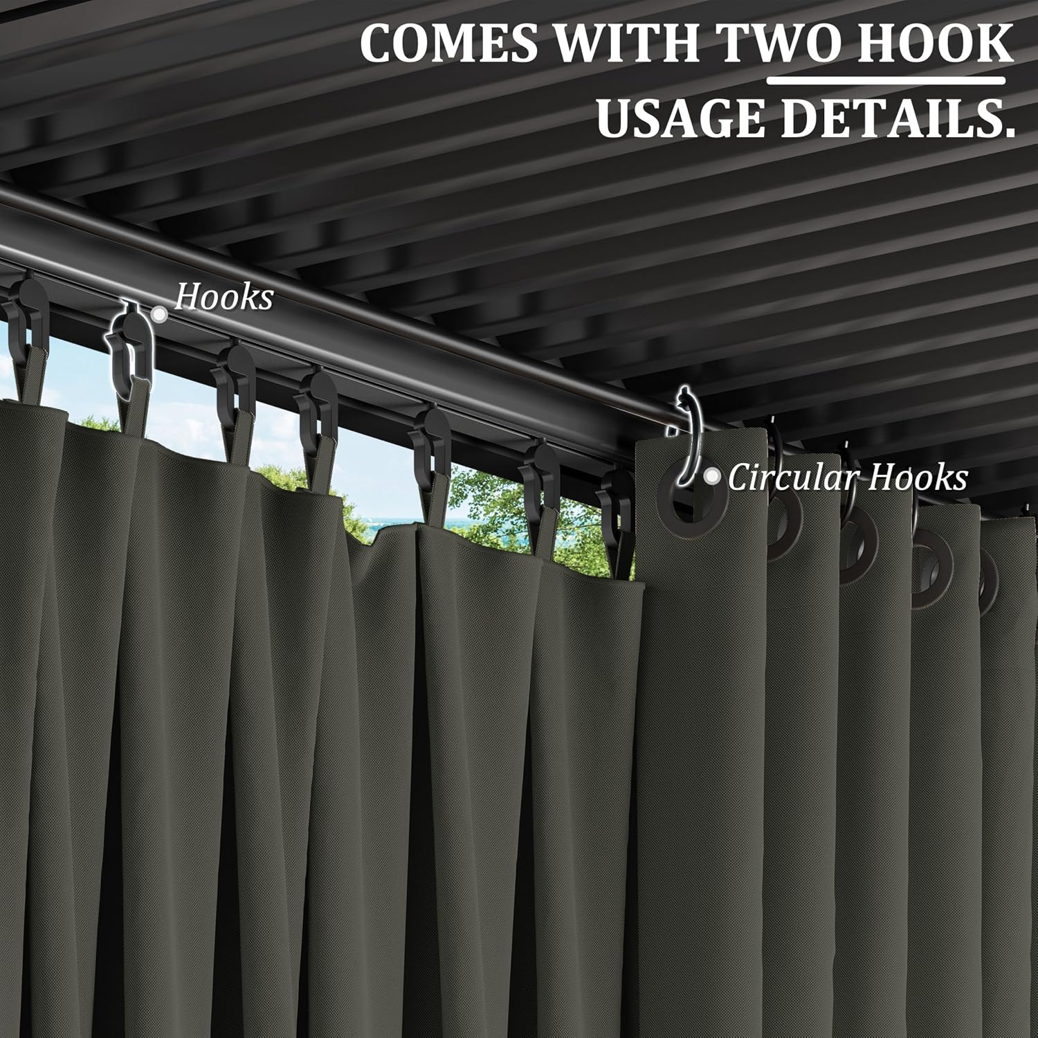Gazebo Universal Replacement Privacy Curtain,10'×12' Gazebo Outdoor Waterproof Curtains, 4-Panels Sidewall Curtains with Double Zipper for Patio Canopy, Garden and Backyard (Curtain Only)