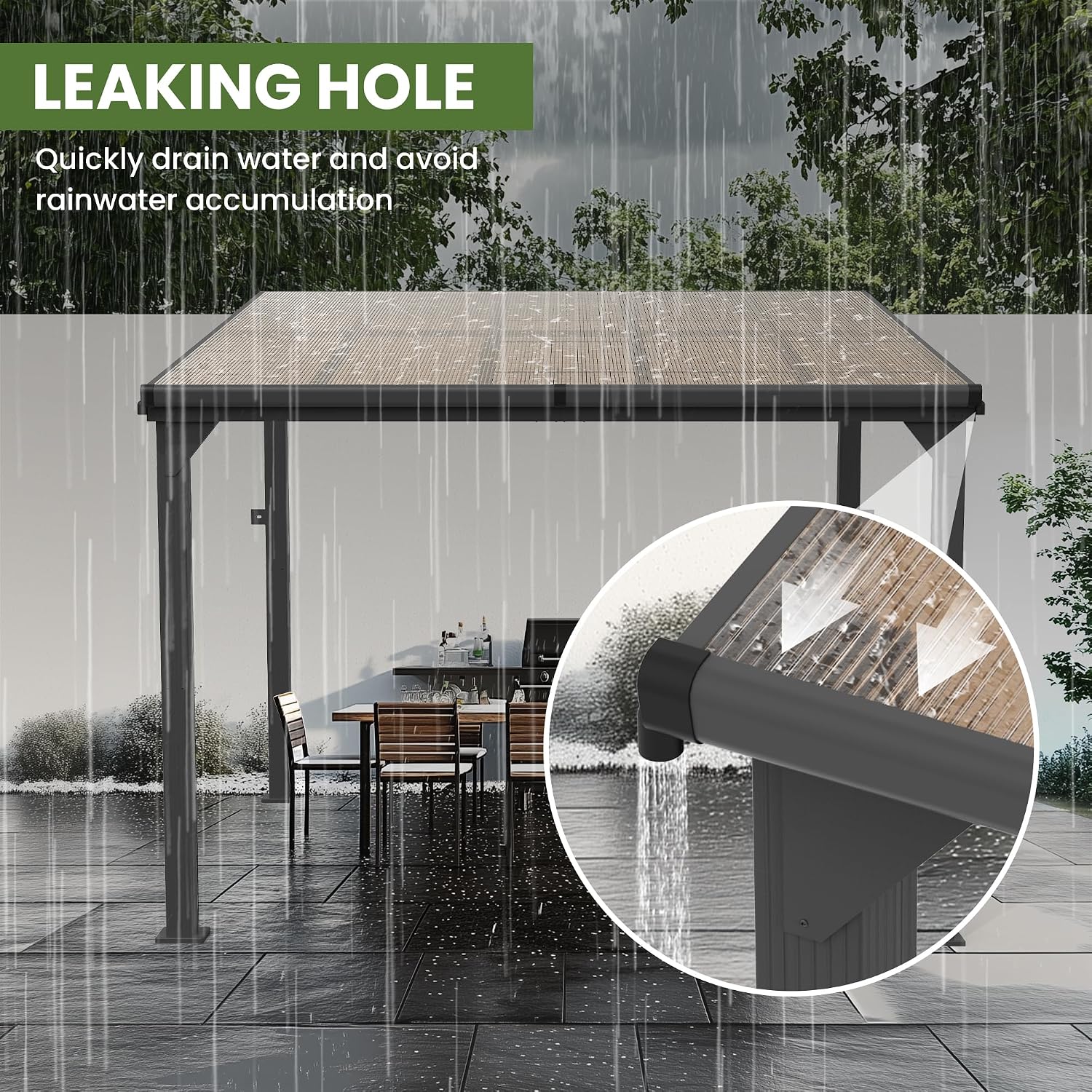10 * 28FT Pergola,4 * 9 Inch Thickened Pillars & Enlarged Base,Outdoor Hardtop Lean to Gazebo,Wall Mounted Pergola,Pergolas Gazebos Clearance,Aluminum Frame Pergola,UV Resistant Patio Roof