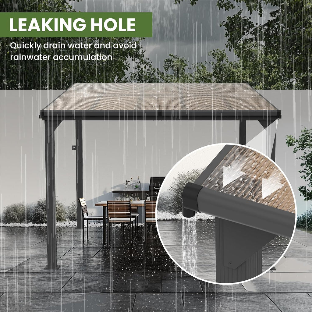 10 * 20FT Pergola,4 * 7 Inch Thickened Pillars & Enlarged Base,Outdoor Hardtop Lean to Gazebo,Wall Mounted Pergola,Pergolas Gazebos Clearance,Aluminum Frame Pergola,UV Resistant Patio Roof