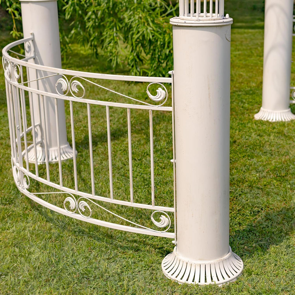 13.8ft. Tall Ornate Round Iron Garden Gazebo Medillín 1972' (Antique White)