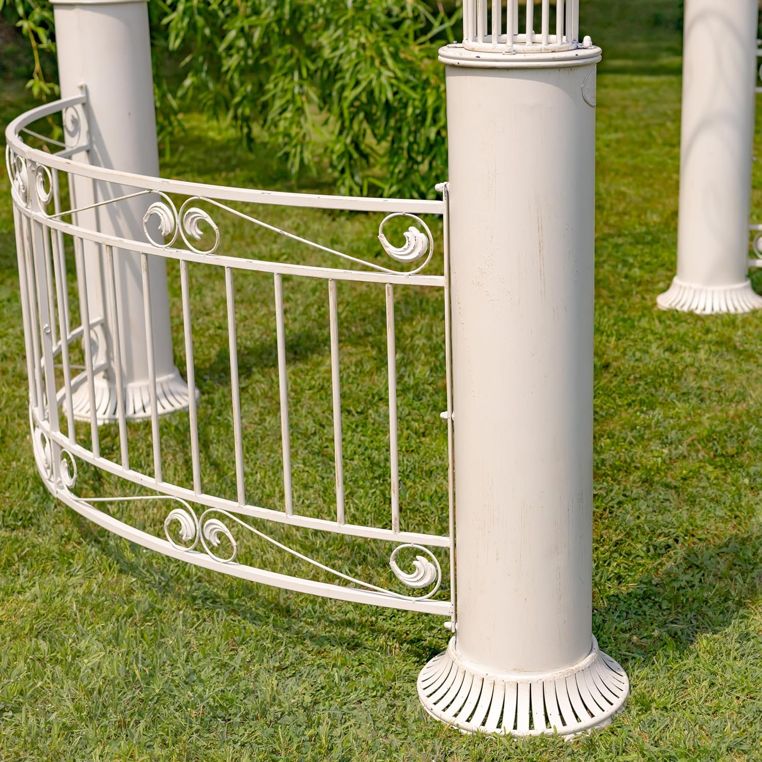 13.8ft. Tall Ornate Round Iron Garden Gazebo Medillín 1972' (Antique White)