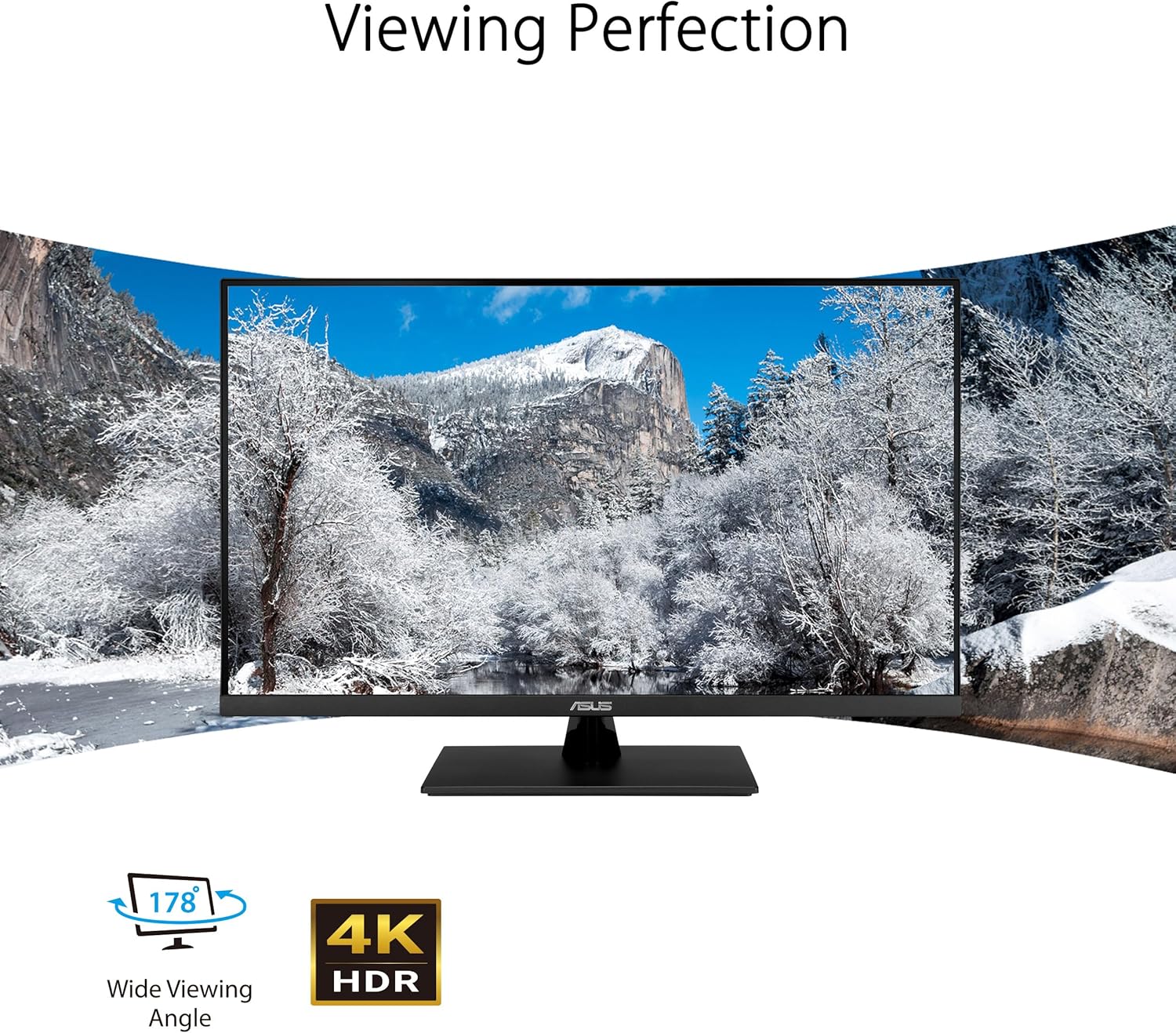ASUS 31.5' 4K HDR Eye Care Monitor (VP327Q) – UHD (3840 x 2160), 99% sRGB, HDR-10, Adaptive-Sync, Speakers, DisplayPort, HDMI, Flicker Free, Blue Light Filter, VESA Mountable,Black