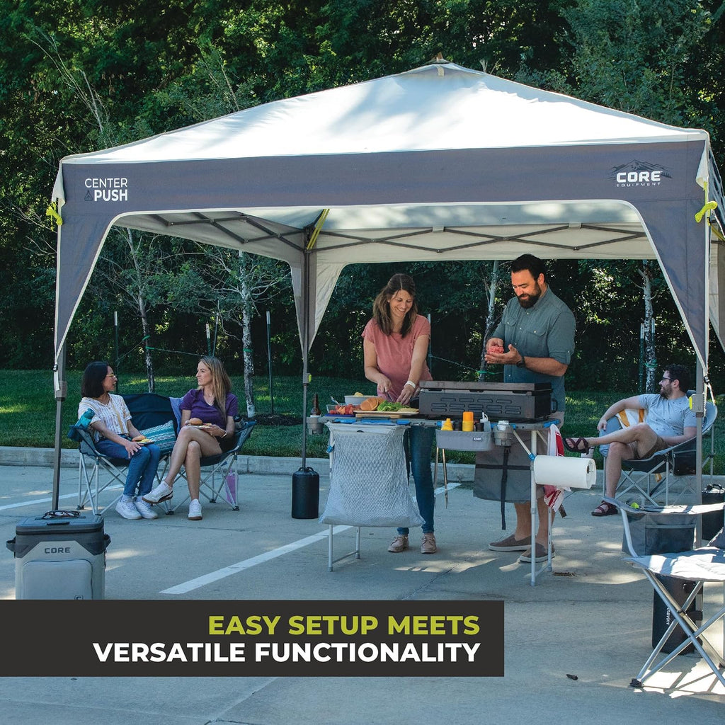 CORE 10 FT x 10 FT Instant Pop Up Canopy Tent | Portable Straight Leg Outdoor Gazebo Shelter with Wheeled Carry Bag | Perfect for Camping, Beach, Picnic, Backyards, BBQ, Tailgate, Patio and Party
