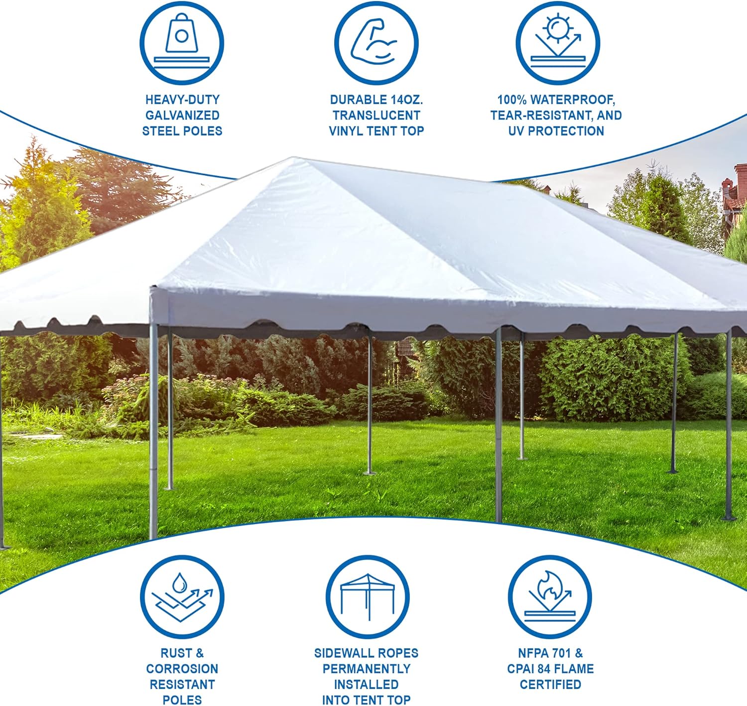 Party Tents DIRECT 20' x 40' Weekender West Coast Frame Style Party Tent | White PVC Top | for Weddings, Graduations, and Events
