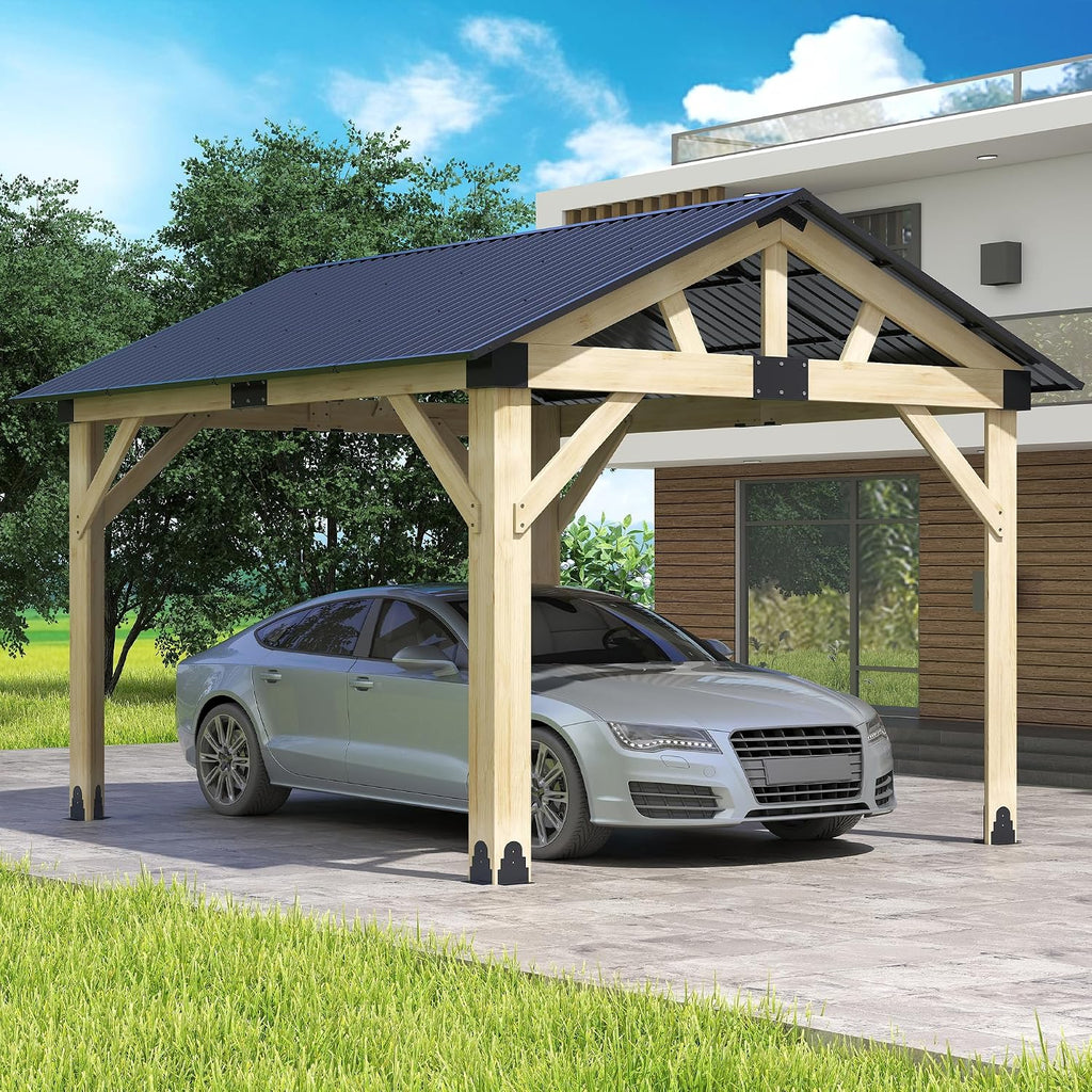 Wood Gazebo 10'x12', Cedar Wooden Gazebos, Outdoor Hardtop Gazebo with Waterproof Steel Roof, Fit Patio, Backyard, Garden, Lawns, Porch