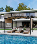GarveeLife 12 x 9 ft Outdoor Arched Pergola, Metal Pergola with Retractable Canopy, Arched Style Gazebos for Backyards, Lawn, Patios (Khaki)