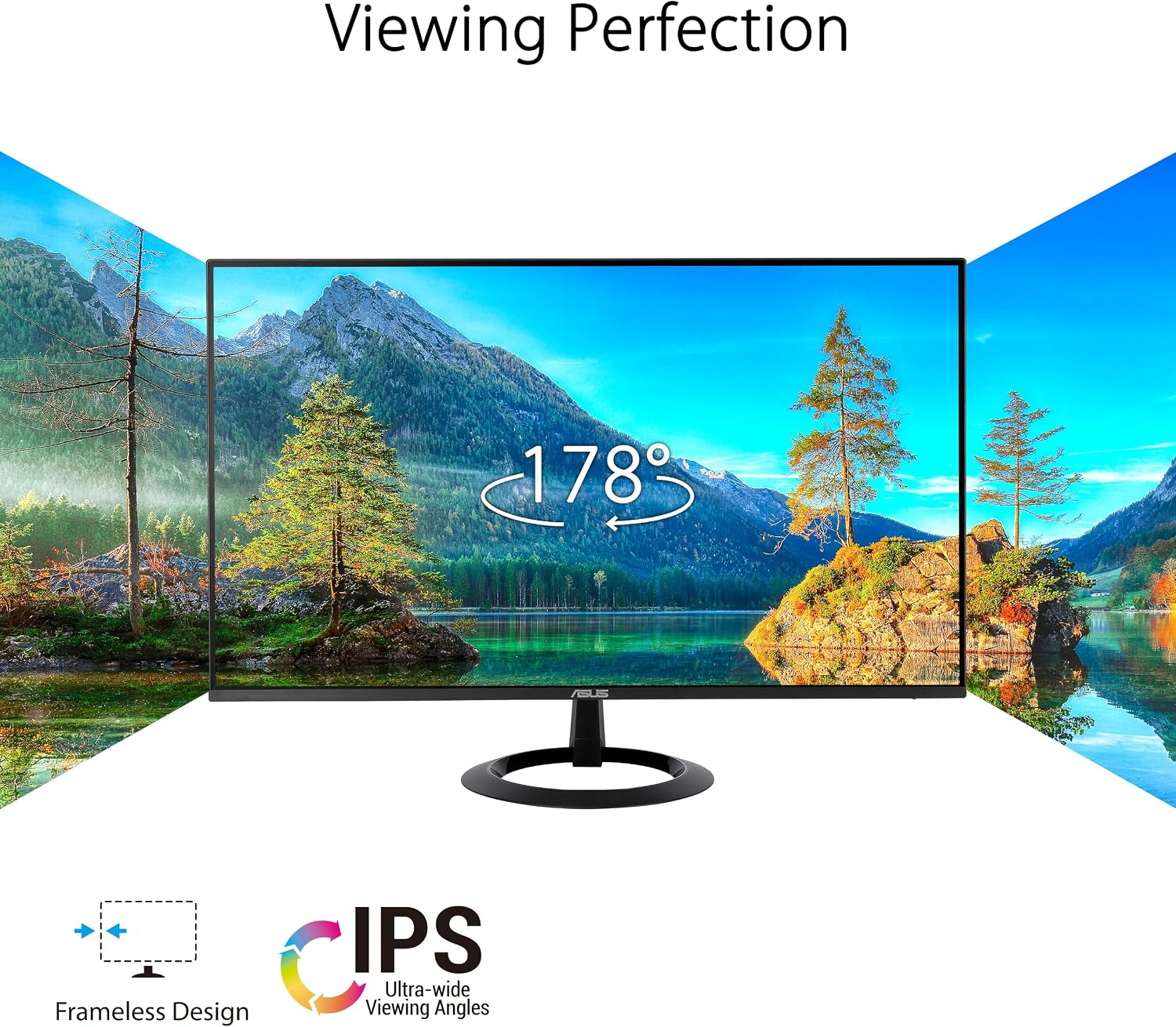 ASUS 24' (23.8-inch viewable) Eye Care Monitor (VZ24EHF) - IPS, Full HD (1920 x 1080), Frameless, 100Hz, Adaptive-Sync, 1ms, HDMI, Low Blue Light, Flicker Free, Ultra-Slim Profile, 3 Year Warranty