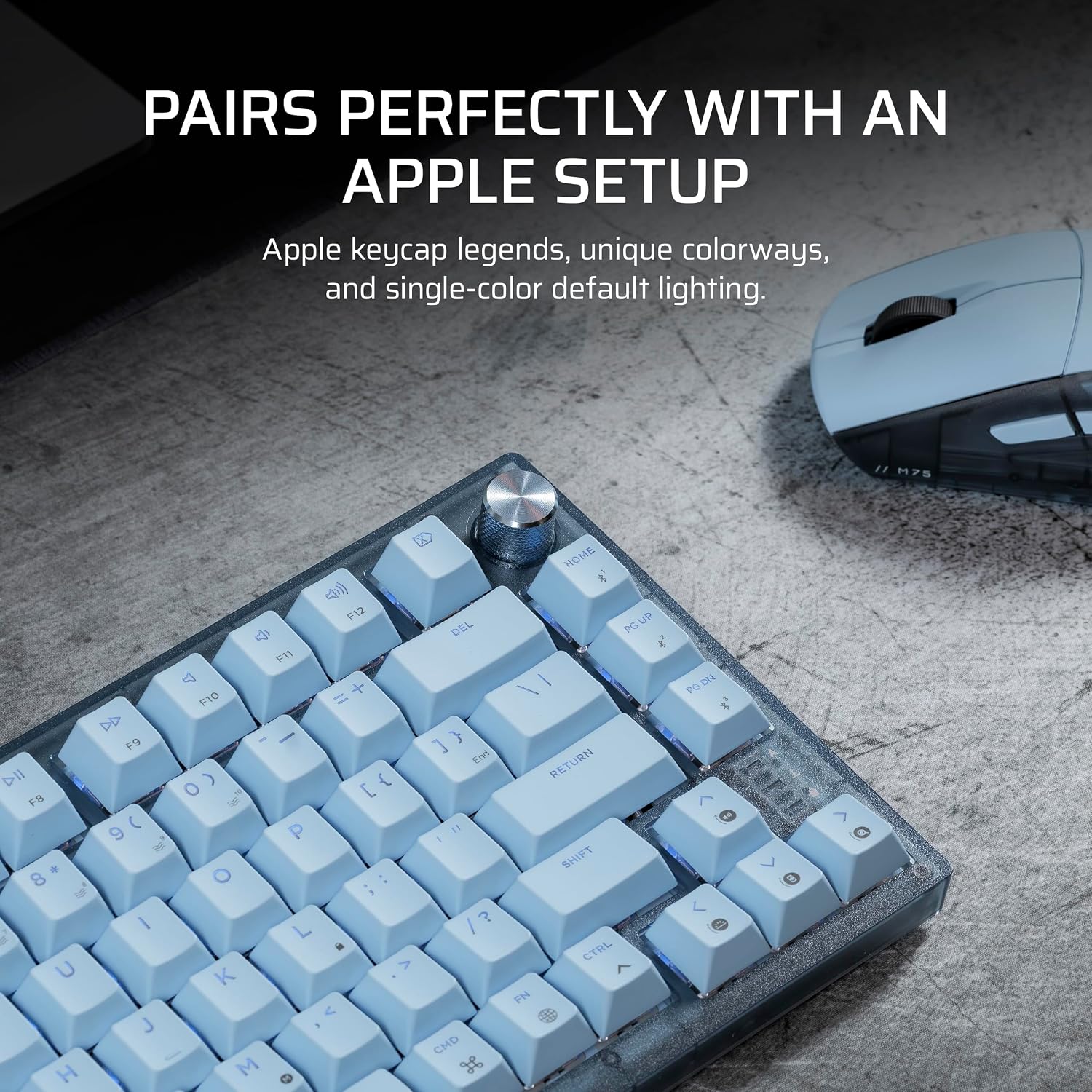 Corsair K65 Plus Wireless 75% RGB Hot-Swappable Mechanical Gaming Keyboard for Mac and iPad – Pre-Lubricated MLX Red v2 Linear Switches, Sound Dampening – QWERTY NA Layout – Frost White