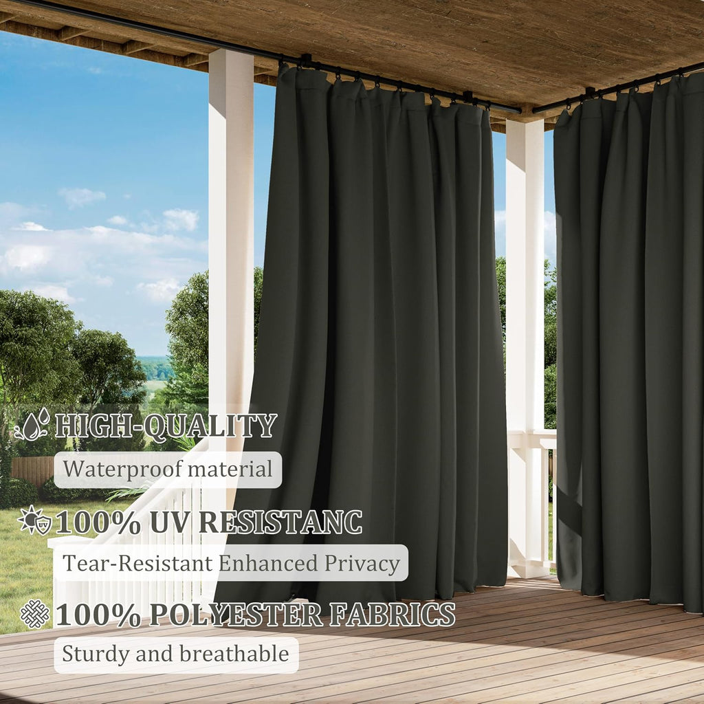 Gazebo Universal Replacement Privacy Curtain,10'×12' Gazebo Outdoor Waterproof Curtains, 4-Panels Sidewall Curtains with Double Zipper for Patio Canopy, Garden and Backyard (Curtain Only)