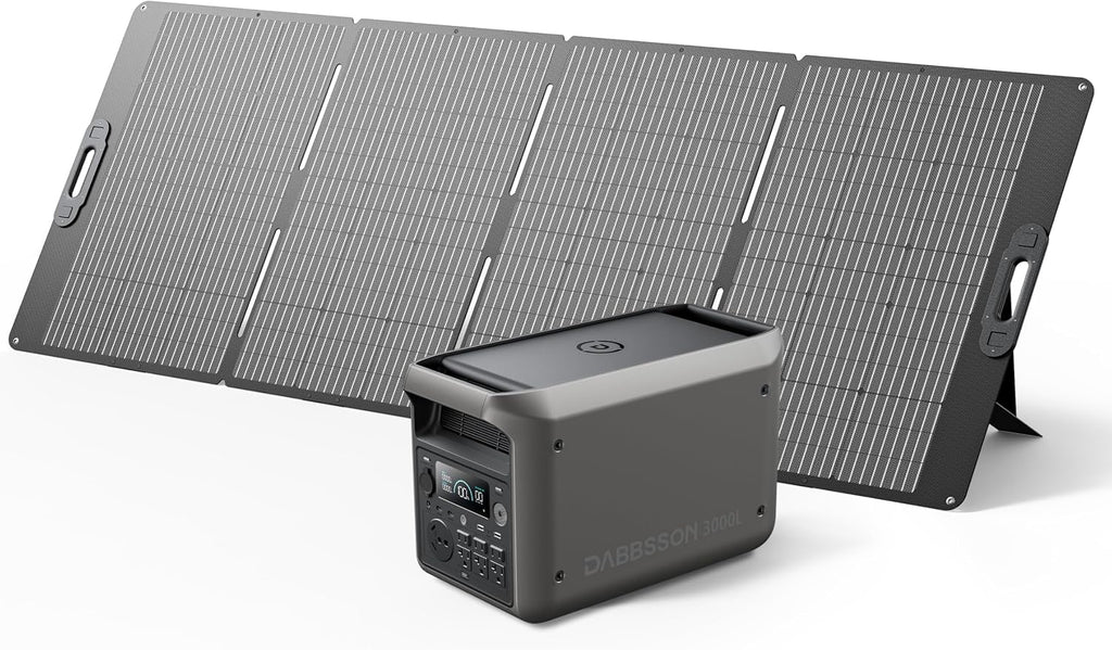 DABBSSON 3072Wh Solar Generator with 420W Solar Panel, Semi-Solid LiFePO4, 3000W AC Output 6,TT-30 1 for Charging RV,P-Boost 3600W,Lightweight,1.3X Runtime, 3000L Power Station for Camping Home Backup