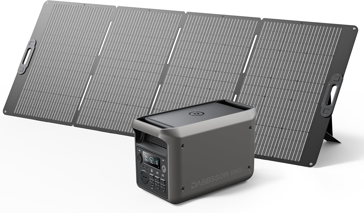 DABBSSON 3072Wh Solar Generator with 420W Solar Panel, Semi-Solid LiFePO4, 3000W AC Output 6,TT-30 1 for Charging RV,P-Boost 3600W,Lightweight,1.3X Runtime, 3000L Power Station for Camping Home Backup