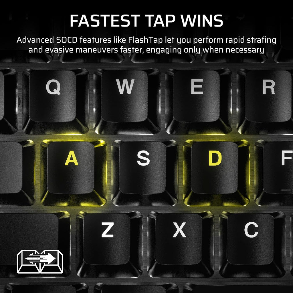 Corsair K70 PRO TKL RGB Tenkeyless Mechanical Wired Gaming Keyboard – Pre-Lubed Hall Effect MGX Hyperdrive Adjustable Switches, Simultaneous SOCD and Rapid Trigger, ABS Double-Shot, QWERTY NA – Black